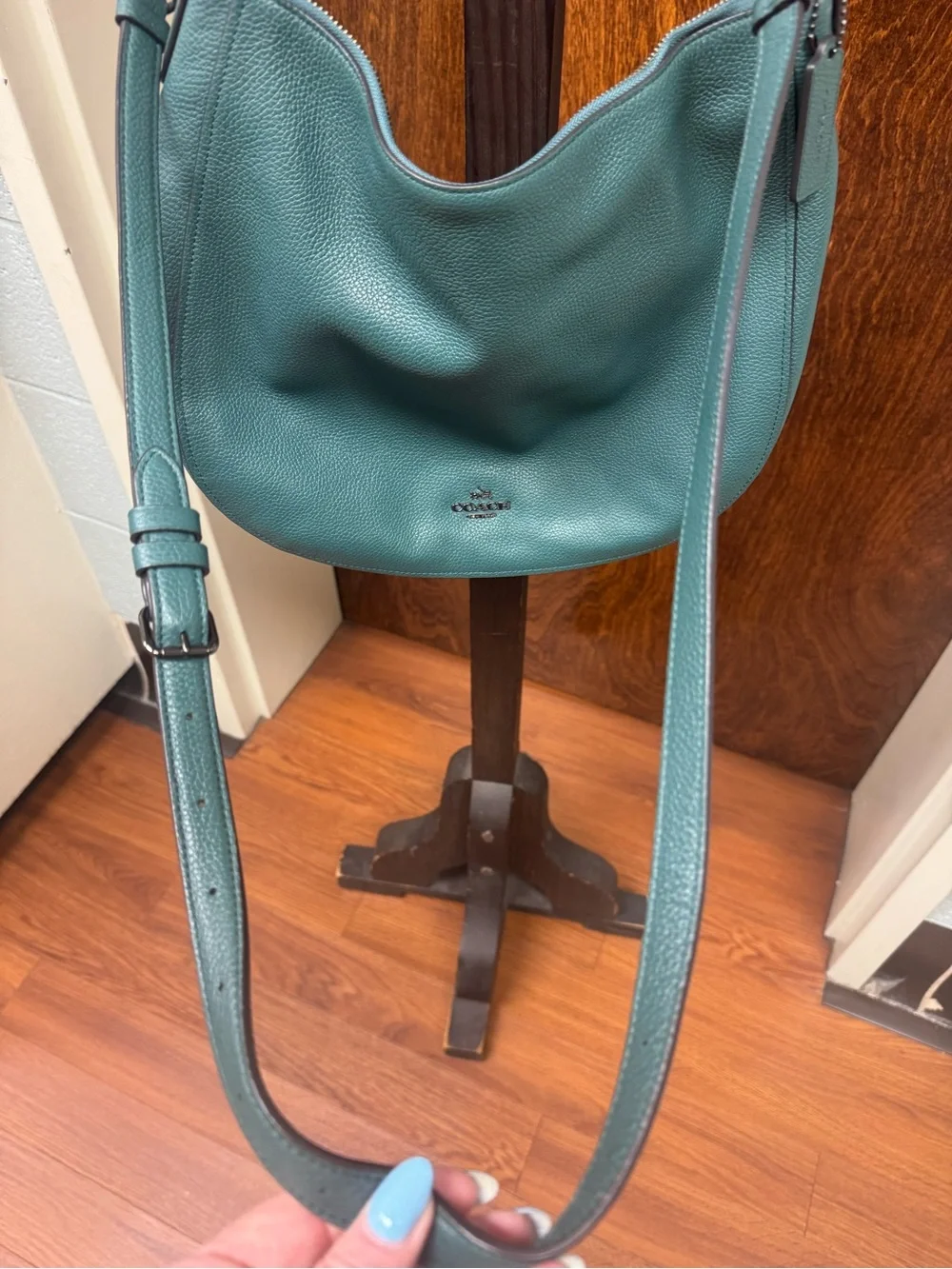 Coach Pebbled Leather Hobo Bag in Teal Green - Beautiful